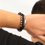 Steelwear  London Men's Leather Bracelet Black Rose Gold SW-830