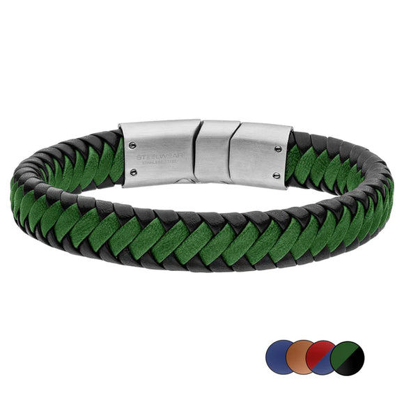 Steelwear  Miami Men's Leather Bracelet Black Green SW-833