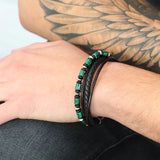 Steelwear Las Vegas Men's Leather Bracelet Black Green SW-838