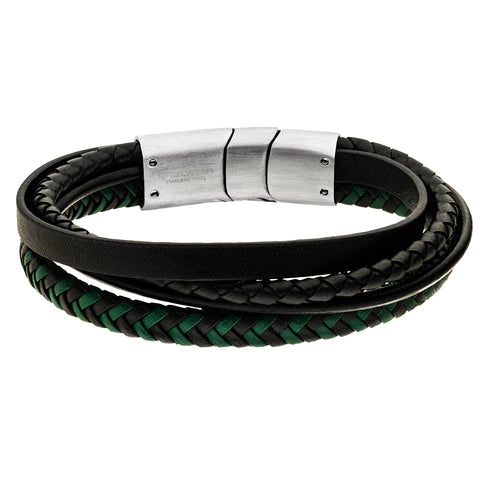 Steelwear  Miami Men's Leather Bracelet Black Green SW-844