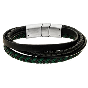 Steelwear  Miami Men's Leather Bracelet Black Green SW-844