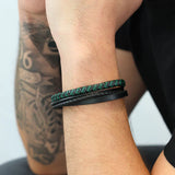 Steelwear  Miami Men's Leather Bracelet Black Green SW-844