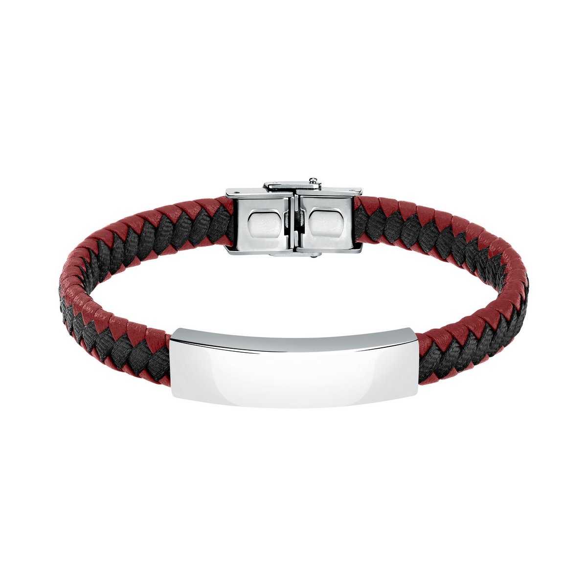 SECTOR BANDY BRACELET WITH RED LEATHER AND BACK NYLON 21CM