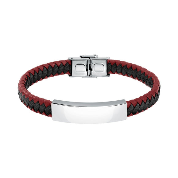 SECTOR BANDY BRACELET WITH RED LEATHER AND BACK NYLON 21CM