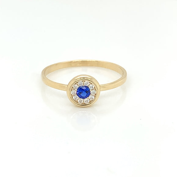 9ct Gold Cute Blue CZ Halo Ring