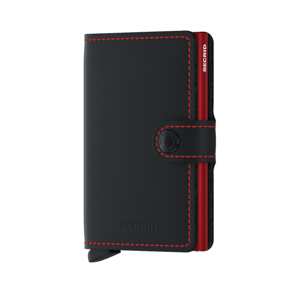 Secrid Miniwallet Matte Black & Red Leather