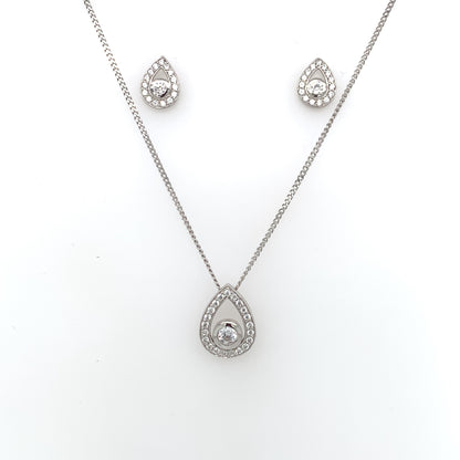 9ct White Gold CZ Teardrop Pendant