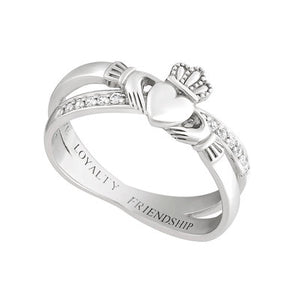 Silver Claddagh Kiss Ring S21063