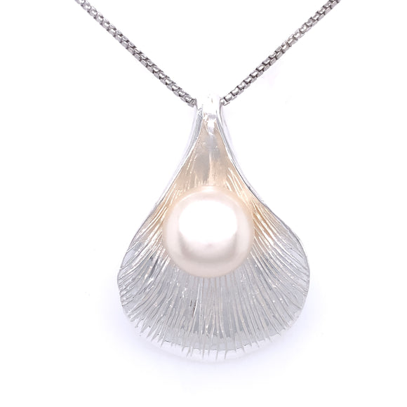 Silver Freshwater Pearl Statement Shell Pendant