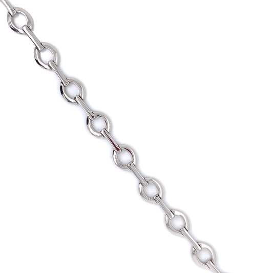 Sterling Silver Italian Oval Bar Bracelet