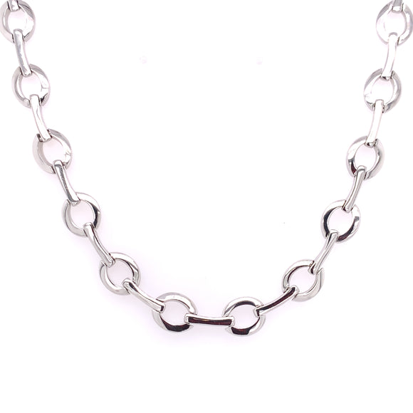 Sterling Silver Italian Oval Bar Necklace