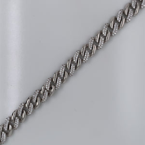Sterling Silver Sparkle CZ Curb Bracelet