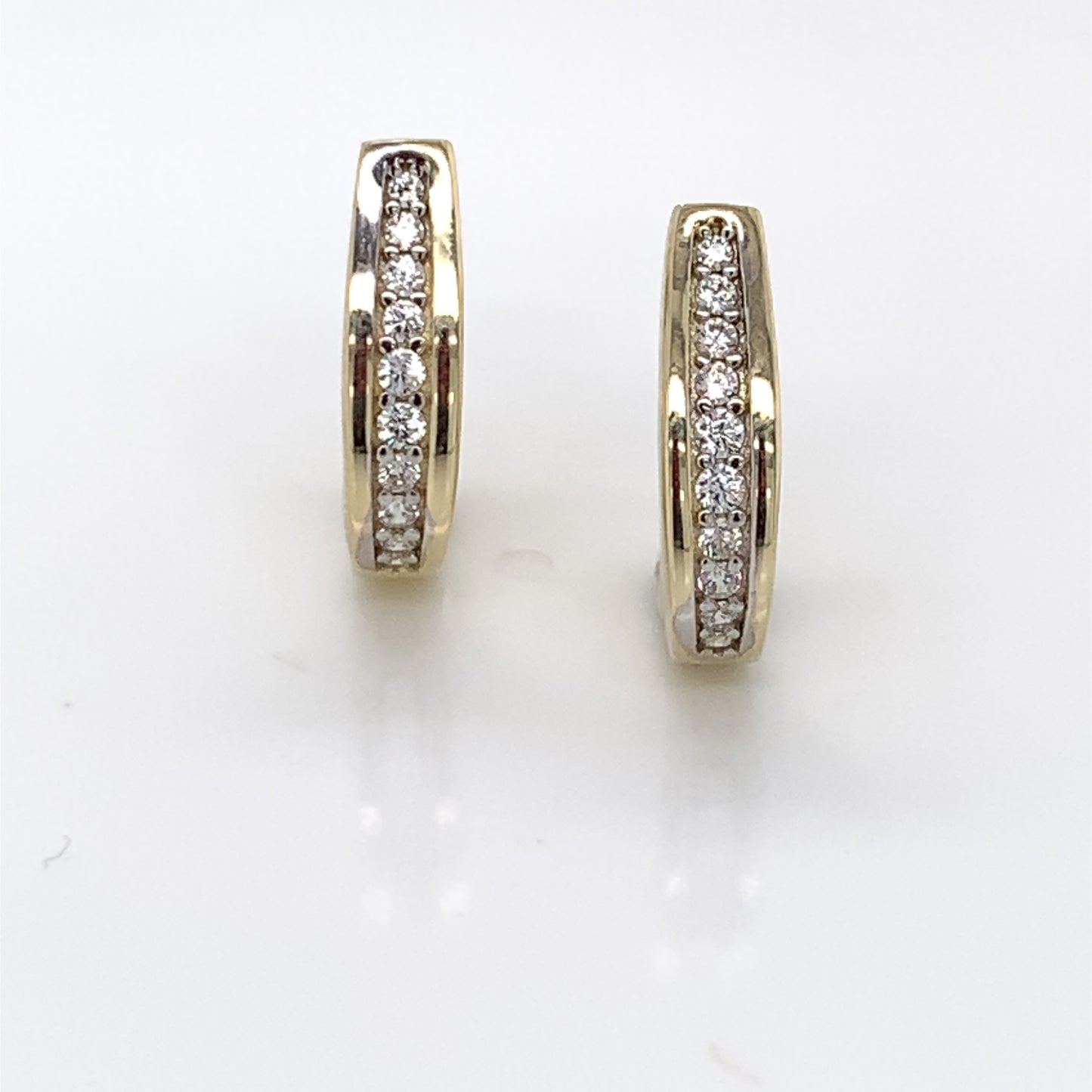 9ct Gold CZ Hoop Huggie Earrings