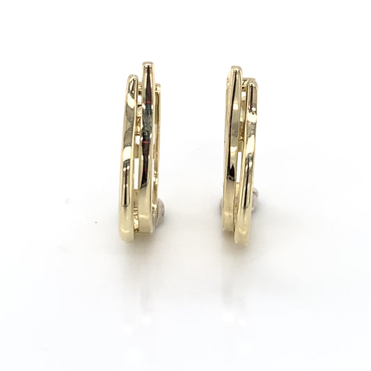 9ct Gold Two-tone Polished Huggie Hoop Earrings GE792