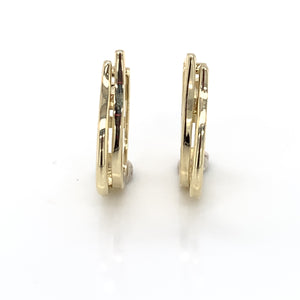 9ct Gold Two-tone Polished Huggie Hoop Earrings