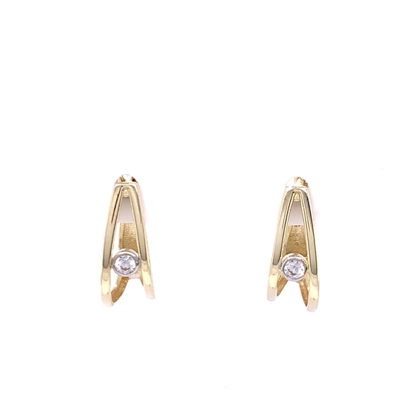 9ct Gold CZ Huggie Earrings