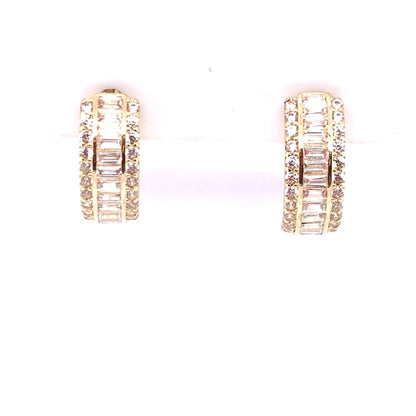 9ct Gold CZ 14mm Hoop Huggie Earrings GEZ605