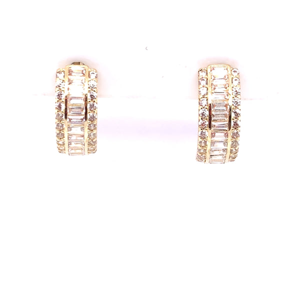 9ct Gold CZ 14mm Hoop Huggie Earrings
