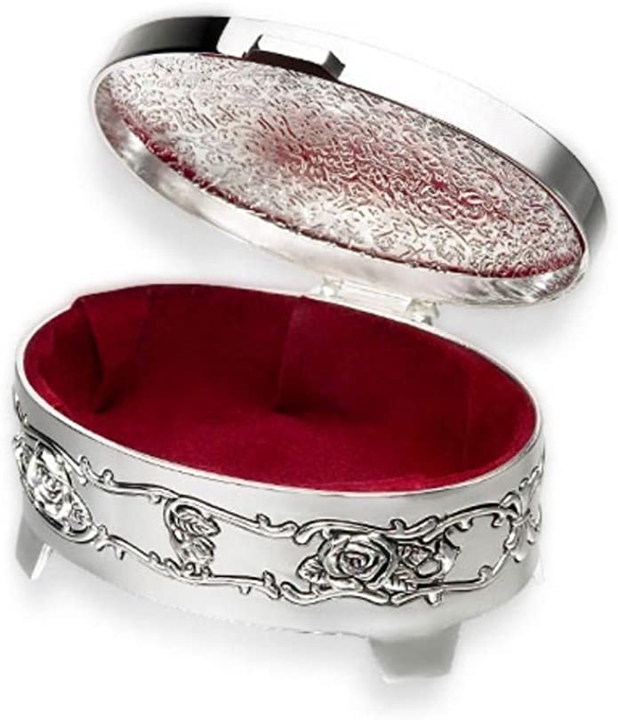 Silver Plated Oval Roses Trinket Box 21-2136