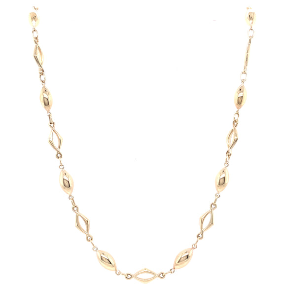 9ct Gold Tapered Bead & Eye Link Necklet
