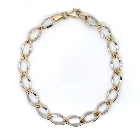 9ct Gold Two-tone Open Curb Link Bracelet