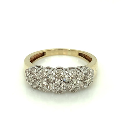 9ct Gold Three Row Diamond Band 1.00ct