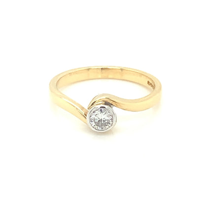 18ct Gold 0.20ct Diamond Twist Solitaire Ring Z6/13