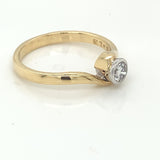18ct Gold 0.20ct Diamond Twist Solitaire Ring Rubover Setting