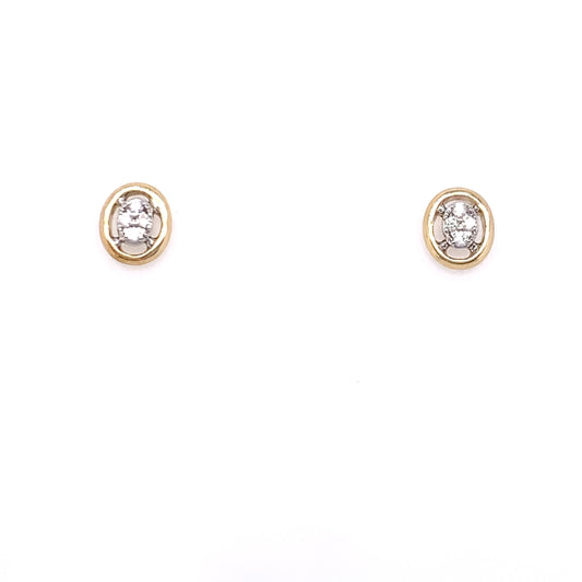 9ct Gold Diamond Oval Stud Earrings DE110