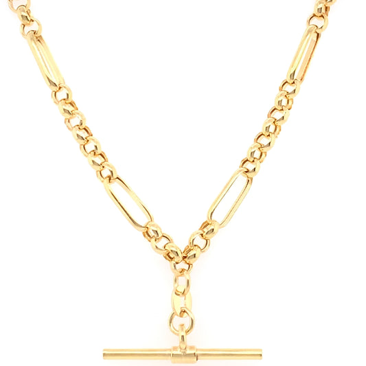 9ct Gold 18 inch Belcher Figaro T-Bar Chain