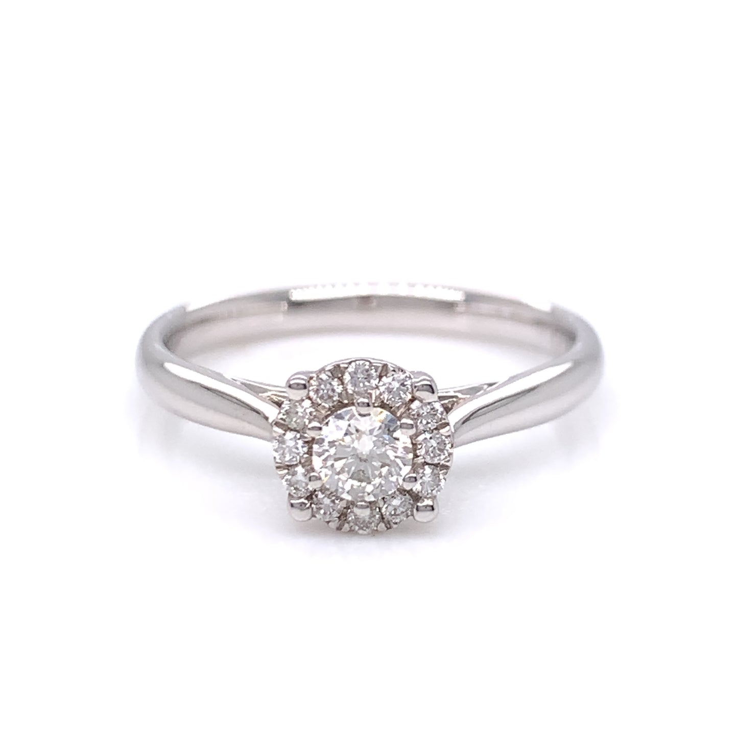 9ct White Gold Diamond Illusion Halo 0.25 Ring