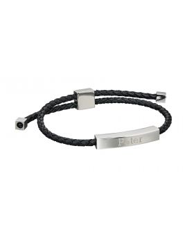 Fred Bennett Mens Leather & Steel Adjustable Bracelet