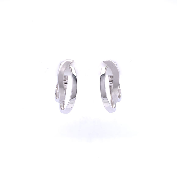 Sterling Silver Matte & Shiny Huggie Earrings