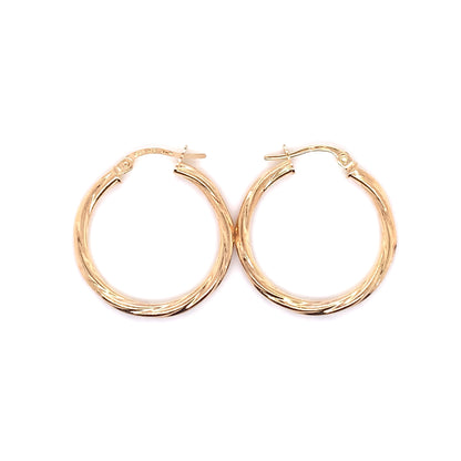 9ct Gold 20mm Twist Hoop Earrings GE602