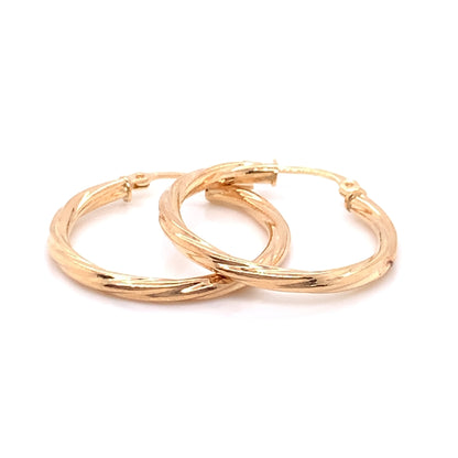 9ct Gold 20mm Twist Hoop Earrings GE602