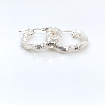 Sterling Silver Twisted Hoop Earrings