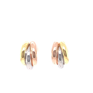 9ct Gold 3-Colour Half- Hoop Earrings
