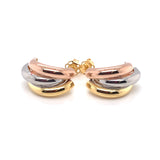9ct Gold 3-Colour Half- Hoop Earrings