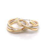 9ct Gold Large Bi-Colour Twist Hoop Earrings