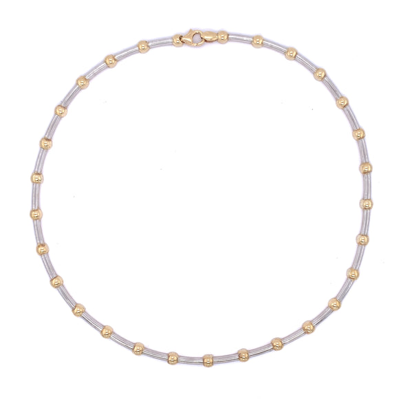 9ct Gold Two-tone Bar & Bead Necklet