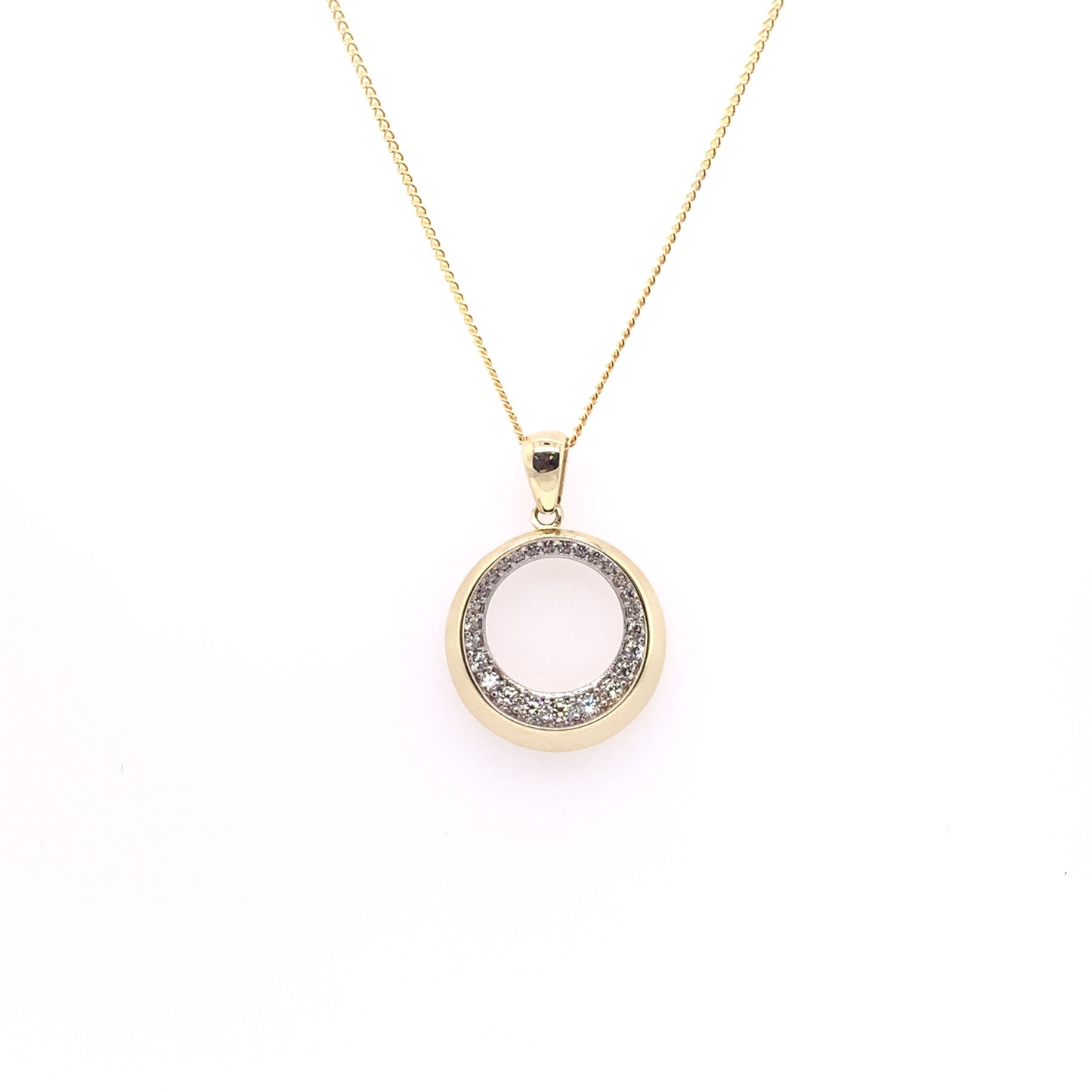 9ct Gold Circle CZ Pendant