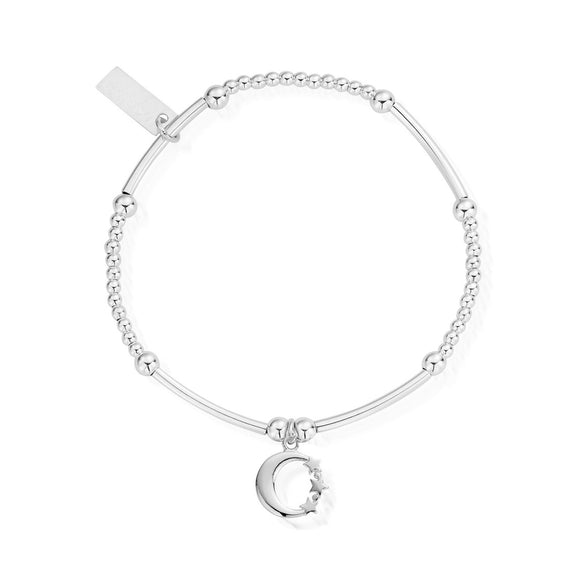 ChloBo Sterling Silver Cute Mini Moon & Star Bracelet