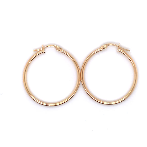 9ct Gold  25mm Skinny Hoop Earrings