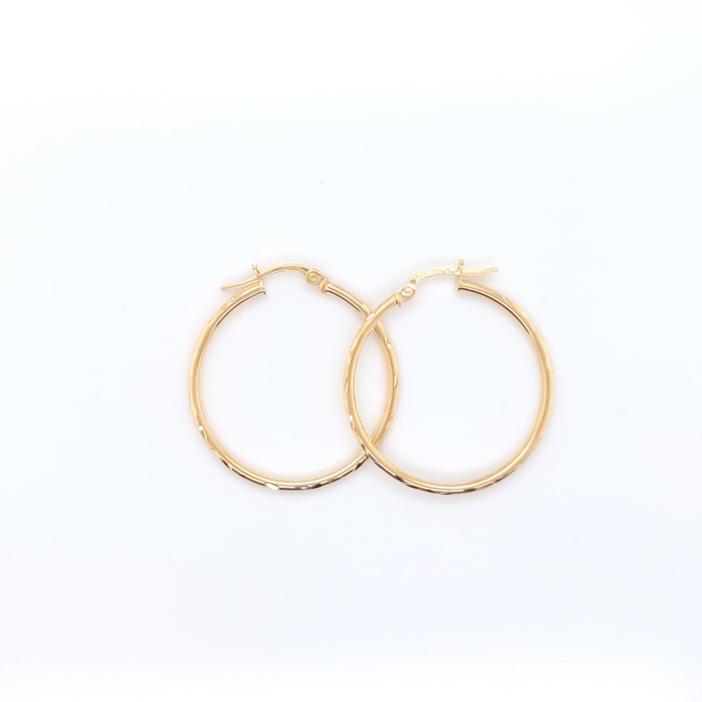 9ct Gold 25mm Skinny Hoop Earrings  D/C Edge