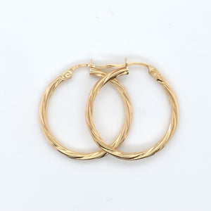 9ct Gold 20mm Twist Hoop Earrings GE2047/20