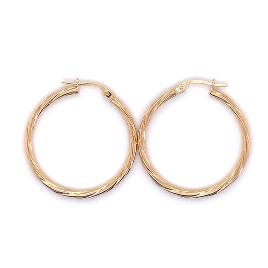 9ct Gold 25mm Twist Hoop Earrings GE2047/25