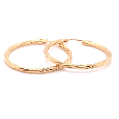 9ct Gold 25mm Twist Hoop Earrings