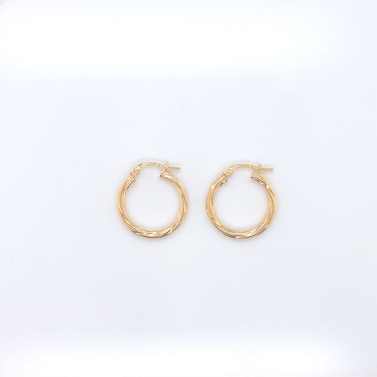 9ct Gold 15mm Twist Hoop Earrings GE2053/15