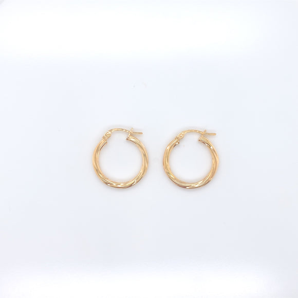 9ct Gold 15mm Twist Hoop Earrings GE2030/15