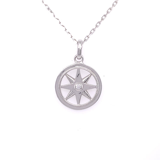 Sterling Silver Medium CZ Compass Necklace SP5755